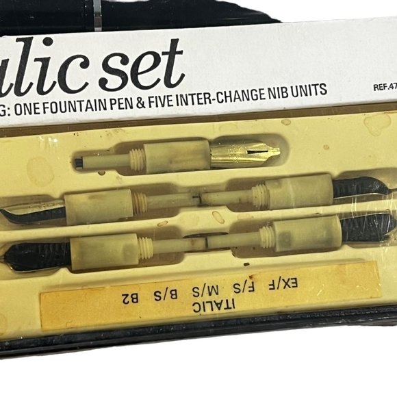Platignum Italic Set Fountain Pen & 5 Units Vintage - Picture 2 of 3